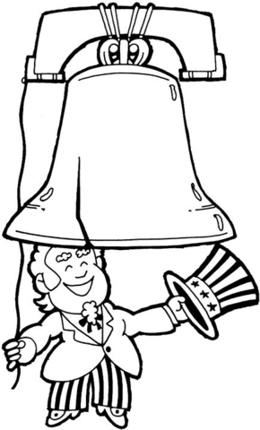 Uncle Sam And Liberty Bell  Coloring Page